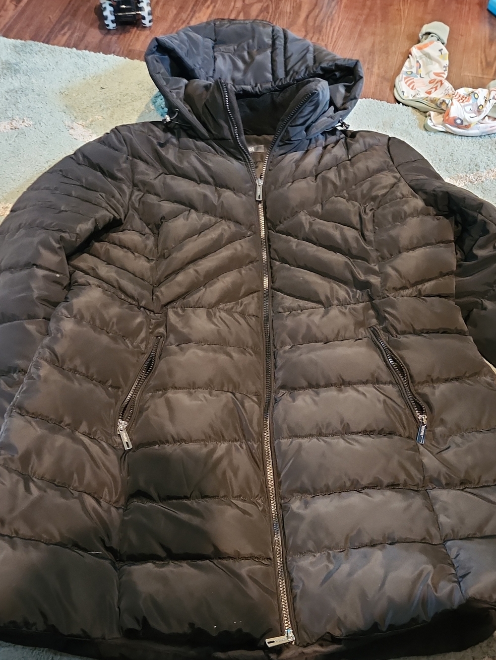 Kenneth Cole Reaction Women’s Quilted Hooded Puffer Jacket - Black
